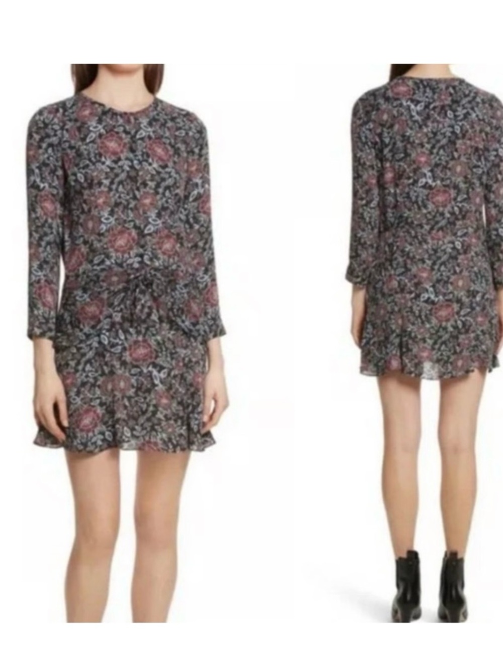 VERONICA BEARD SILK TIE FRONT STELLA BUTTON FRONT MINI DRESS 10